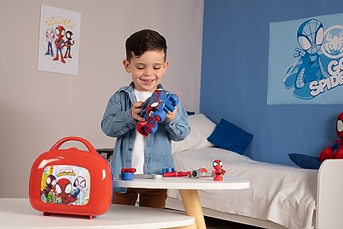 Smoby- Maletín de Spidey- para Construir su Coche, Incluye Herrameintas (7600360905)