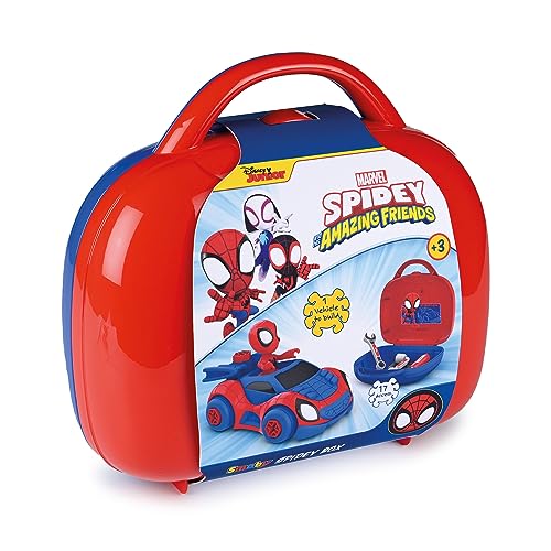 Smoby- Maletín de Spidey- para Construir su Coche, Incluye Herrameintas (7600360905)