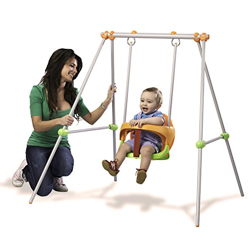 Smoby - Tobogán KS, Color Rojo (310262) + - Baby Swing Columpio bebé, 120 x 124 x 120 cm (Lysol 310046)