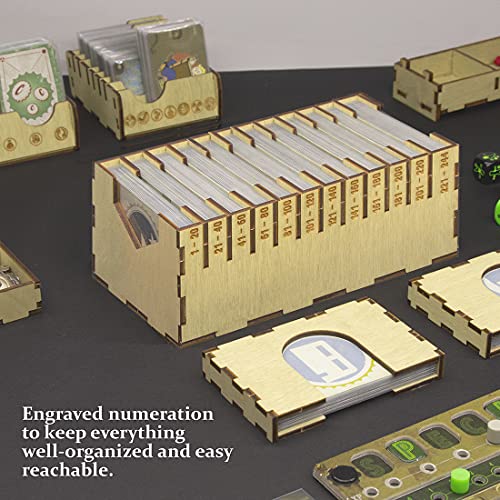 SMONEX Fallout - Caja organizadora compatible con expansiones Fallout New California y Fallout Atomic Bonds, organizador de almacenamiento de juegos de mesa hecho a mano con diseño grabado, inserto de