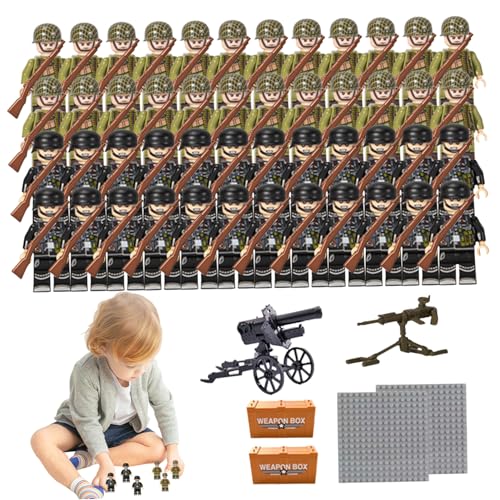 Soldados de Batalla del ejército Figuras de Juego, Bloques de construcción Blitzkrieg con Armas, 2 Sets en Miniatura Lindo expresivo Interactivo Interactivo Bricolaje ww2 Juguetes de Desarrollo Figur