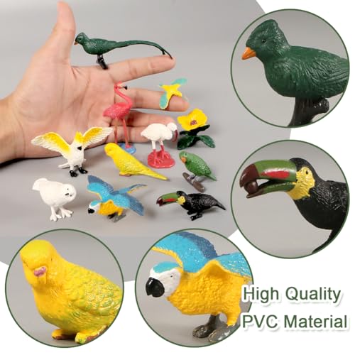 SoLLek Aves Figuras 10pcs Aves Mini Juego de Figuras Loro Decoración para Tarta Fiesta de Cumpleaños Decoración Flamencos Cake Topper Regalos de Cumpleaños para Niños