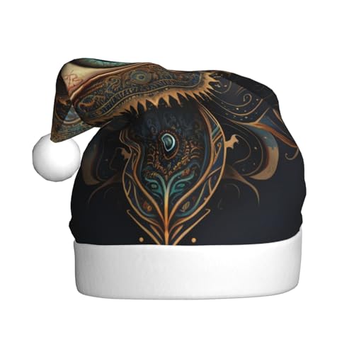 Sombreros de Navidad Gorro de Papá Noel para fiesta de Navidad, Año Nuevo, (Illuminati Fátima Hamsa All Seeing Eye Art)