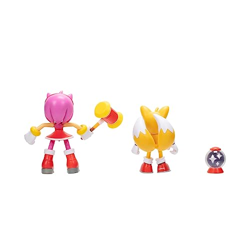 Sonic – Pack de 2 Figuras Tails y Amy de 10 cm con Accesorios Totalmente Articuladas – Figuras con Decoración y Detalles Únicos - Juguete Niños 3 Años +