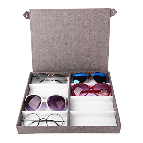 Soporte de exhibición de gafas 8 tragamonedas de rejillas de lino de lino de lino de lino de lino de lino caja de almacenamiento joyería gafas de sol gafas de exhibición de gafas organizador portacont
