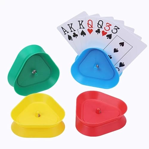 Soporte para tarjetas de juego, soporte para cartas para niños, 4 unidades, portacartas triangulares, soporte para juegos de cartas, soporte de póquer para niños, discapacitados, adultos