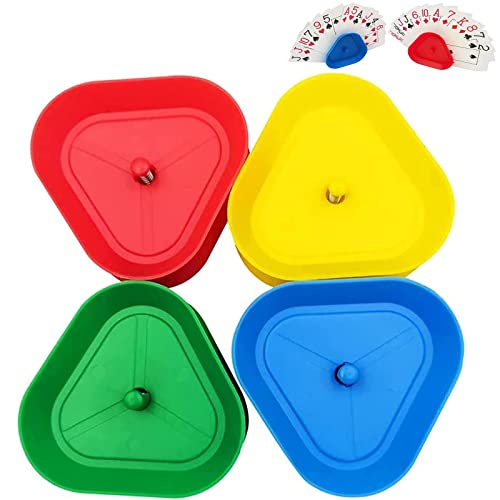 Soporte para tarjetas de juego, soporte para cartas para niños, 4 unidades, portacartas triangulares, soporte para juegos de cartas, soporte de póquer para niños, discapacitados, adultos