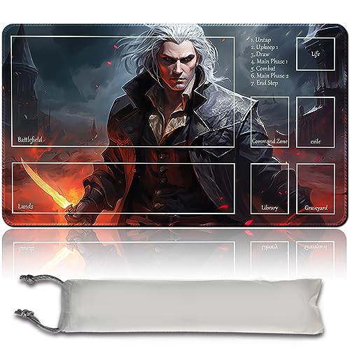 Sorin Markov – Juego de mesa MTG Juego de alfombrillas + bolsa impermeable gratuita, bordes cosidos, superficie de goma suave, MTG PlayMat with Zones (original MTG Playmat)