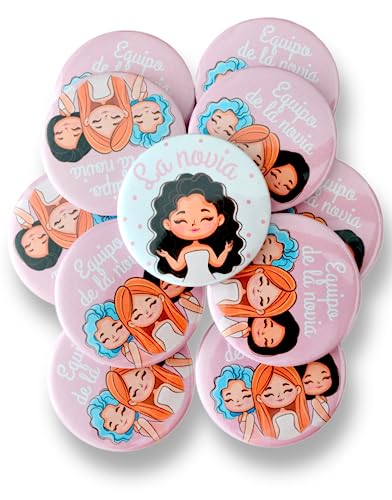 SOUL | Pack de Chapas para Despedida de Soltera | Pack de 10 + 1 de La Novia Rubia o Morena (Morena)