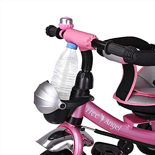 Spielwerk Triciclo Evolutivo 2en1 Rosa Cochecito y Bicicleta para Bebés y Niños Techo Plegable Cestas máx.30Kg