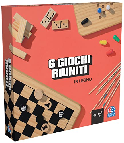 Spin Master Editor Juegos, Set de 6 Juegos de Mesa Clásicos de Madera para Toda la Familia. Señora China, Domino, Ajedrez y Dama, Shangai y Tour. Board Games para 2-6 Jugadores