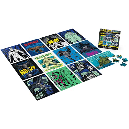 Spin Master Games DC Comics, Batman 12 Pack Jigsaw Puzzles Superhero Gotham Killer Croc Dark Knight Clayface Riddler Penguin, for Adults & Kids Ages 4 and up