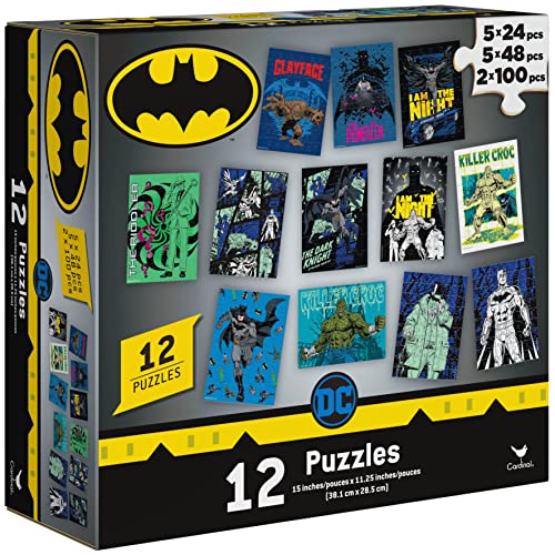 Spin Master Games DC Comics, Batman 12 Pack Jigsaw Puzzles Superhero Gotham Killer Croc Dark Knight Clayface Riddler Penguin, for Adults & Kids Ages 4 and up