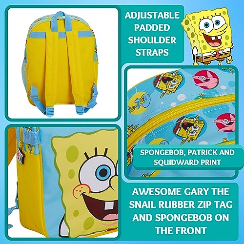 SpongeBob SquarePants Mochila para niños con bolsa de almuerzo aislada fresca para niños y niñas de regreso a la escuela Snack Box 2 piezas mochila y sándwich set desmontable, Talla única, Mochila