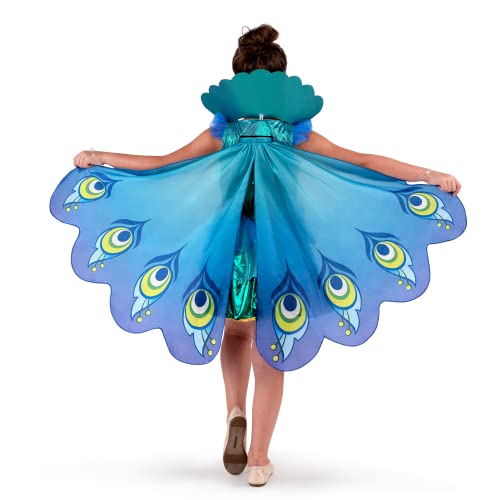 Spooktacular Creations Peacock Dress with Feather Wings and Headband for Girls Halloween Costume and Animal Costumes for Kids (Small (5 – 7 yrs))