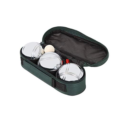 SPORTSIDE - Bolsa para 3 Bolas de Petanca - Juego de Habilidad y Aire Libre - Juego de Bolas - Triplete - 040021 - Metal - Acero - 22 cm - Artículo Deportivo