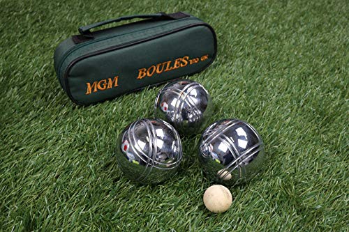 SPORTSIDE - Bolsa para 3 Bolas de Petanca - Juego de Habilidad y Aire Libre - Juego de Bolas - Triplete - 040021 - Metal - Acero - 22 cm - Artículo Deportivo