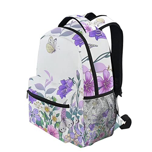 Spring Meadow Flowers Butterflies - Mochila escolar para niños y niñas, mochila de viaje para laptop, A397