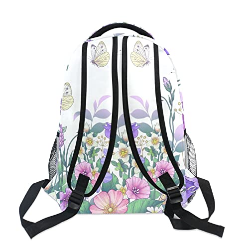 Spring Meadow Flowers Butterflies - Mochila escolar para niños y niñas, mochila de viaje para laptop, A397