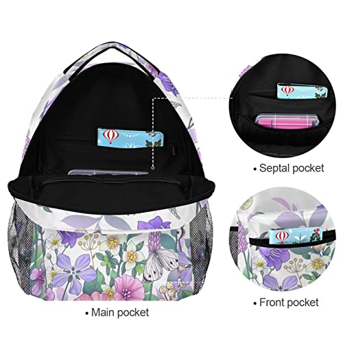 Spring Meadow Flowers Butterflies - Mochila escolar para niños y niñas, mochila de viaje para laptop, A397