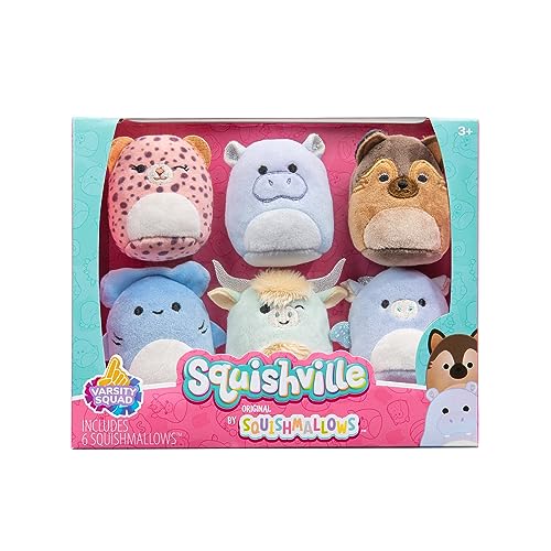 Squishville SQM0473 - Juego de 6 figuras de peluche supersuaves (5 cm)