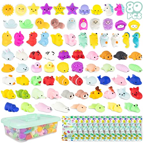 Squishy Pack 80 Regalos Cumpleaños Niños Colegio - BONNYCO | Detalles Cumpleaños Niños, Relleno Piñata Cumpleaños Infantil | Regalitos Cumpleaños Invitados Niños Squeeze Juguetes Niños Kawaii