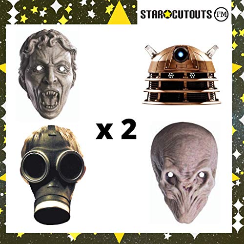 Star Cutouts Ltd- Máscaras de cartón para enemigos y adios definitivos de Doctor Who 2 x Dalek, ángel llorando, niño vacío, gran punto de conversación silencioso para fiestas, Multicolor (SMP436)