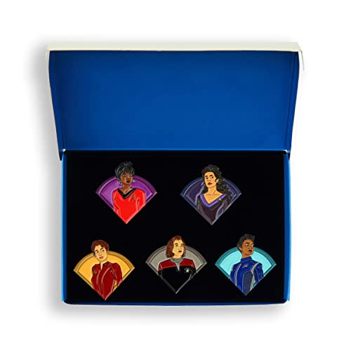 Star Trek - Juego de caja de insignias para mujeres de Star Trek (Uhura, Troi, Kira, Janeway, Burnham) - Colección Star Trek Pin Badges by Eaglemoss Collections