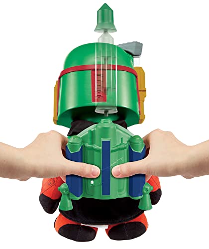 Star Wars El Libro de Boba Fett Peluche Boba Fett con Lanza Cohetes y Repite tu Voz, Juguete para niños +3 años (Mattel HHW55)