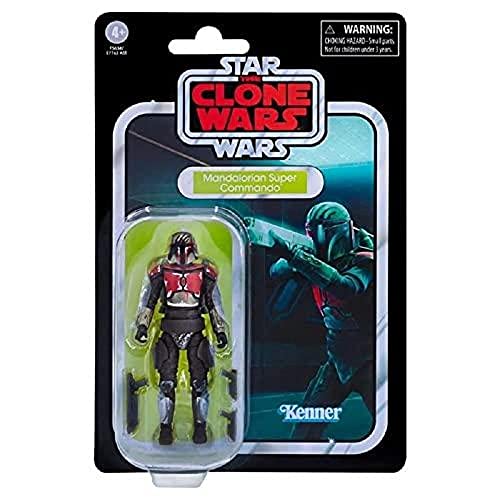 Star Wars Hasbro colección Vintage - Juguete Mandalorian Super Commando a Escala de 9,5 cm - Guerra de los Clones - Figura de acción, F5634