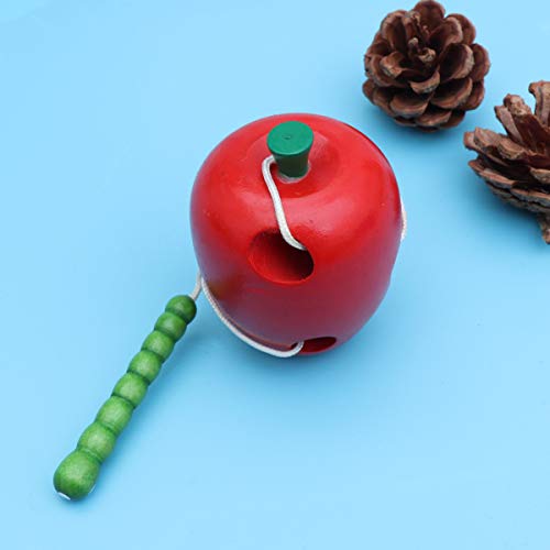 STOBOK Cordón de Madera Juguetes de Roscado de Manzana Aprendizaje Temprano Habilidades Motoras Finas Regalo para Niños Pequeños de 1 2 3 Años
