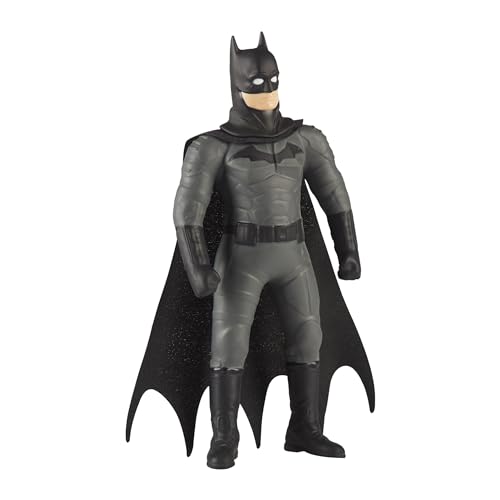 Stretch - Batman con Traje Negro, Juguete de la Liga de la Justicia de DC Comics, muñeco superhéroe Estirable y maleable, vuelve a su Forma Original, Mide 10 cm, Famosa (TR302000)