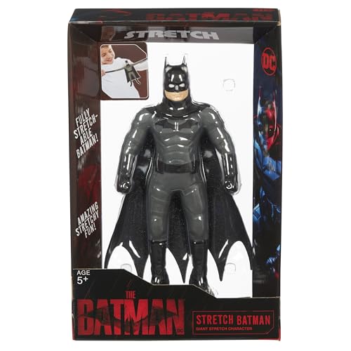 Stretch - Batman con Traje Negro, Juguete de la Liga de la Justicia de DC Comics, muñeco superhéroe Estirable y maleable, vuelve a su Forma Original, Mide 10 cm, Famosa (TR302000)