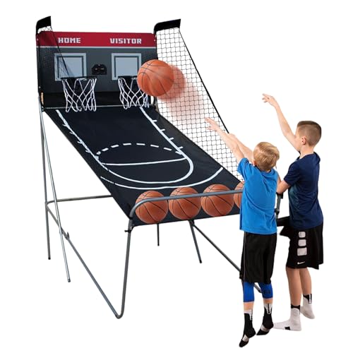 SUBKUDY Cesta Baloncesto Plegable Baloncesto Arcade para Sistema de Puntaje,8 modos de juego para niños adultos baloncesto aro de pared portátil interior exterior