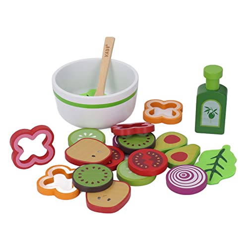 SUNGOOYUE Juguete de Ensalada de Frutas y Verduras, Juguete de Ensalada de Frutas de Madera, Juego Educativo, Accesorios de Cocina, Juguete para Niños