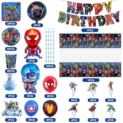 Superheroes Decoracion Cumpleaños, Superheroes Cumpleaños Fiesta Vajilla, Superheroes Decoraciones de Fiesta de Cumpleaños, Superheroes Kit de Decoraciones, Superheroes Decoración Cumpleaños Globos