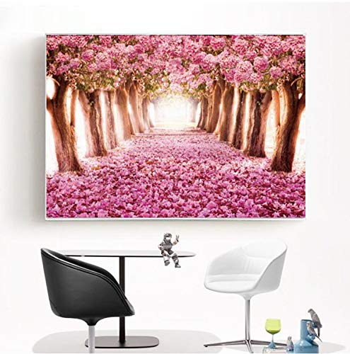 SuperPower® Primavera Cerezos Bosque Paisaje Romántico Rosa Sakura Avenue 1000 piezas Adultos Juguetes Madera Pintura al óleo Rompecabezas Rompecabezas Tamaño Acabado 30x20 pulgadas