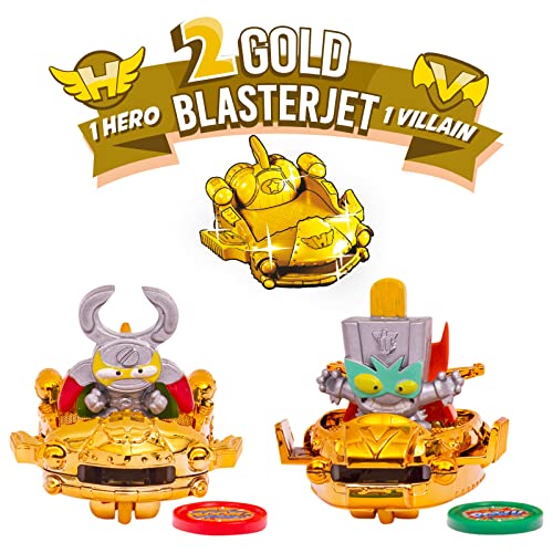 SUPERTHINGS Lata Gold Serie 4, Incluye el ultrararo (Kid Kazoom), los 2 líderes Dorados, los 6 capitanes Plateados y los 2 Blasterjets Dorados