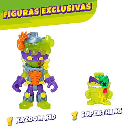 SUPERTHINGS Superbot Trasher – Robot articulado Villano con Brazos moldeables y Accesorio de Combate. Incluye 1 Kazoom Kid y 1 SuperThing exclusivos