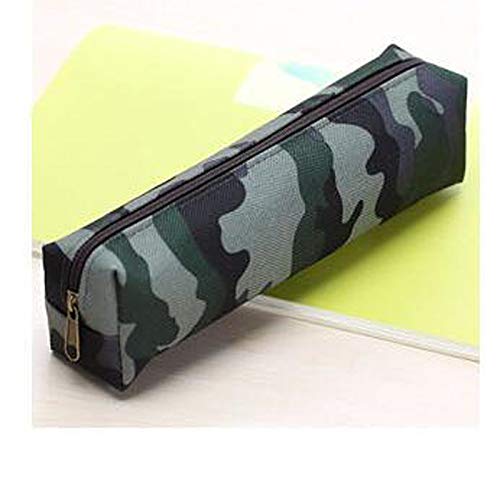 SUPERTOOL Bolsa de lápices verde camuflaje, estilo militar, gris, súper genial, Be Real Me, duradera, con cremallera, peso ligero, bolsa de lona para escolares (1 unidad)