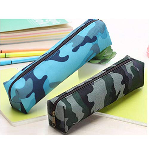 SUPERTOOL Bolsa de lápices verde camuflaje, estilo militar, gris, súper genial, Be Real Me, duradera, con cremallera, peso ligero, bolsa de lona para escolares (1 unidad)