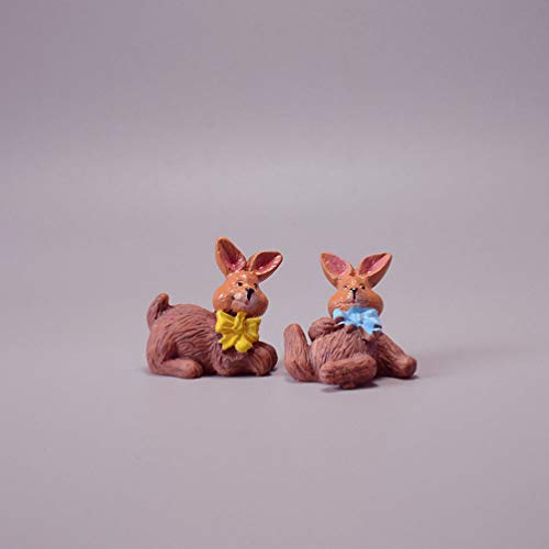 SUPVOX Conejo Miniatura Figura Resina Conejito con Zanahoria Huevo Animal coleccionables Juguete para jardín de Hadas casa de muñecas Bonsai Micro Paisaje Adornos 4 Piezas