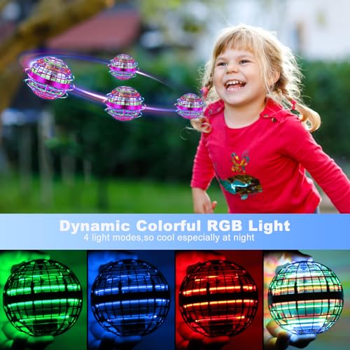 Sweetone Bola Voladora Juguete, Flying Orb Hover Ball Spinner, Mini Drone Led Flying Boomerang, Bola Voladora para Niños y Adulto, Juguetes Regalo para 6 7 8 9 10+ niños (Rosa)