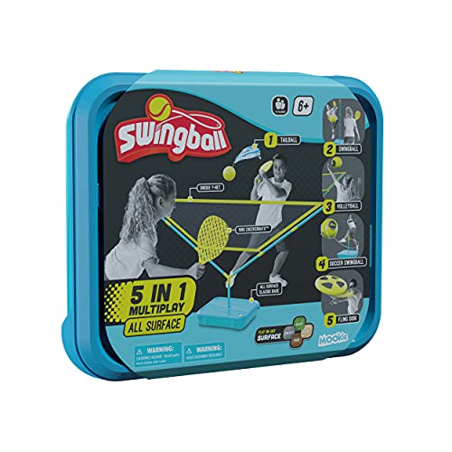 Swingball 5 en 1 multiplay, Tailball, Voleibol, fútbol, Flying Disk, Todas Las Superficies, jardín, Playa y Juguetes al Aire Libre, a Partir de 6 años (Mookie 7303AM)