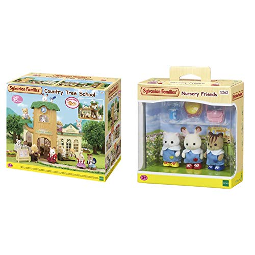 Sylvanian Families Country Tree School Mini muñecas y Accesorios, Multicolor (Epoch para Imaginar 5105), Color/Modelo Surtido + Nursery Friends Mini Muñecas y Accesorios