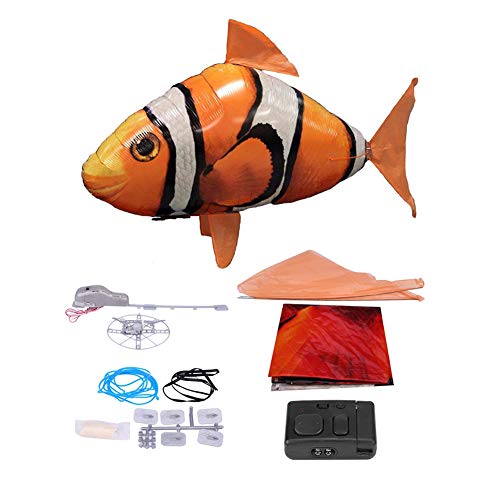 Syrisora Pez Inflado Flying Shark, Flying Shark Toy, Control Remoto Flying Shark Inflado RC Globo Inflable Juguete Shark Clownfish Kids Gift(pez Payaso Naranja)