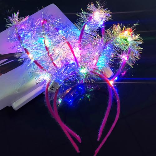 szutfidy Diadema brillante Interesante 3 velocidades intermitentes 14 luces que brillan en la oscuridad luminosas orejas de conejo banda para el pelo para festival luminoso