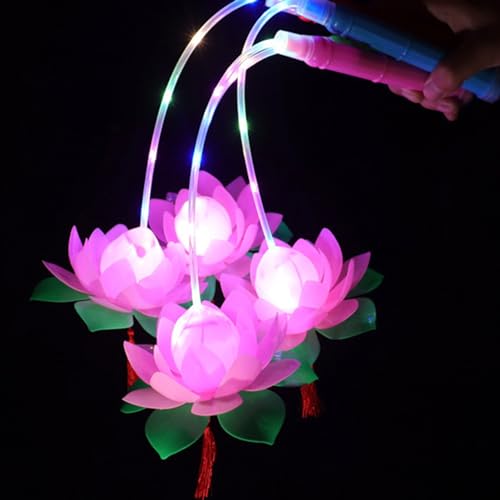 szutfidy Linterna brillante de 3 velocidades Flash brilla en la oscuridad PVC luminoso portátil increíble flor flor de loto lámpara para concierto LED brillante