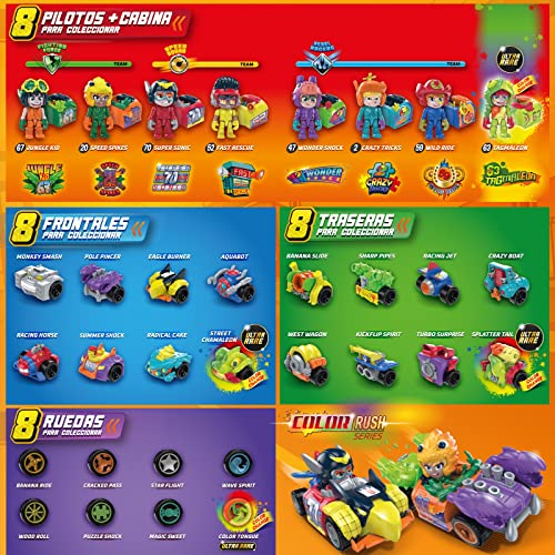 T-Racers Serie Color Rush – Coche y piloto Sorpresa Coleccionable. Coche Desmontable por Partes y con Piezas Intercambiables