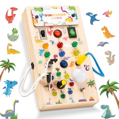 Tablero Montessori Sensorial Busy Board Paneles Sensoriales LED Madera Pequeños Motricidad Botones Juguetes Montessori Activity Habilidades BáSicas Educativos Sensoriales Juegos Viaje 1 2 3 4 5 Años